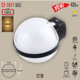 Cata 12W Bali Bahçe Led Aplik Günışığı (3200K) CT-7071