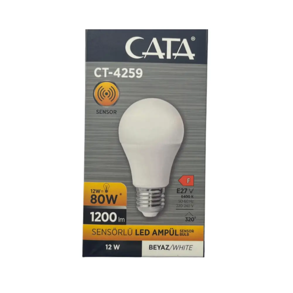 Cata 12W Radar Sensörlü Led Ampul E-27 Duy 6500K (Beyaz) CT-4259