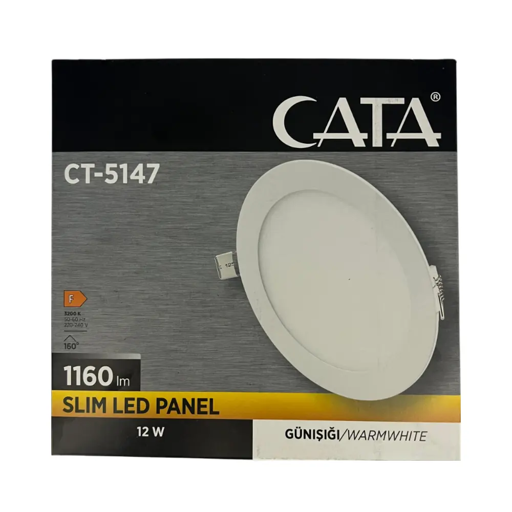 Cata 12W Sıvaaltı Yuvarlak Panel Led 3000K (Günışığı) CT-5147G