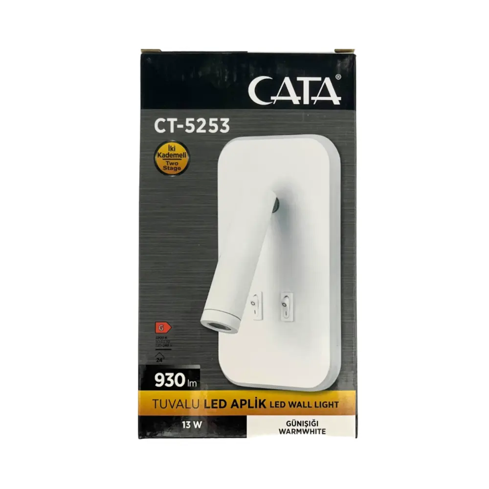 Cata 13W Tuvalu Yatak Başı Aplik Beyaz Kasa (3200K) CT-5253B