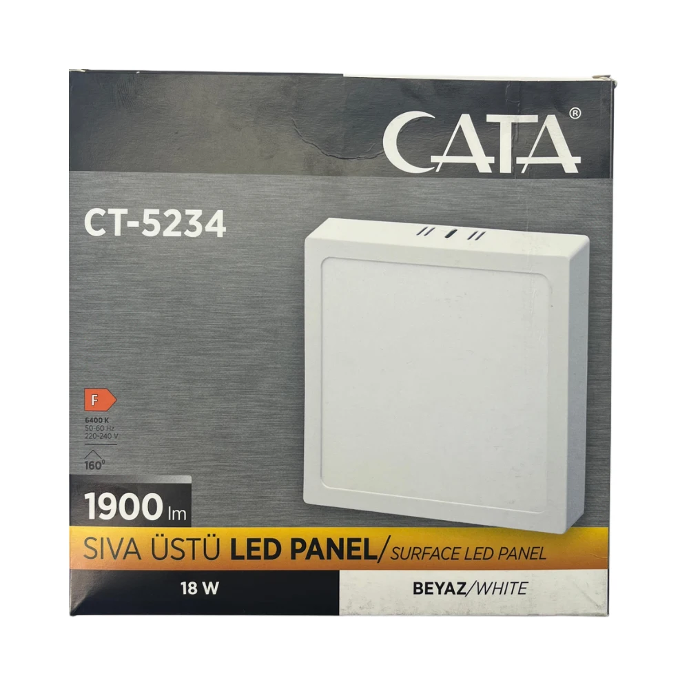 Cata 18W Sıvaüstü Kare Panel Led Armatür 6500K (Beyaz) CT-5234B