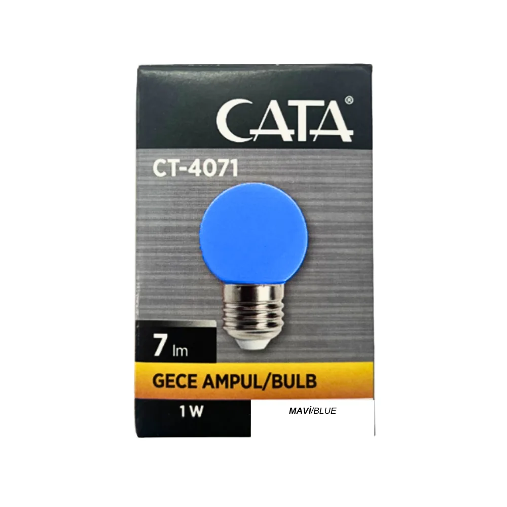 Cata 1W Ledli Top Gece Ampulü E27 Duy Mavi CT-4071M