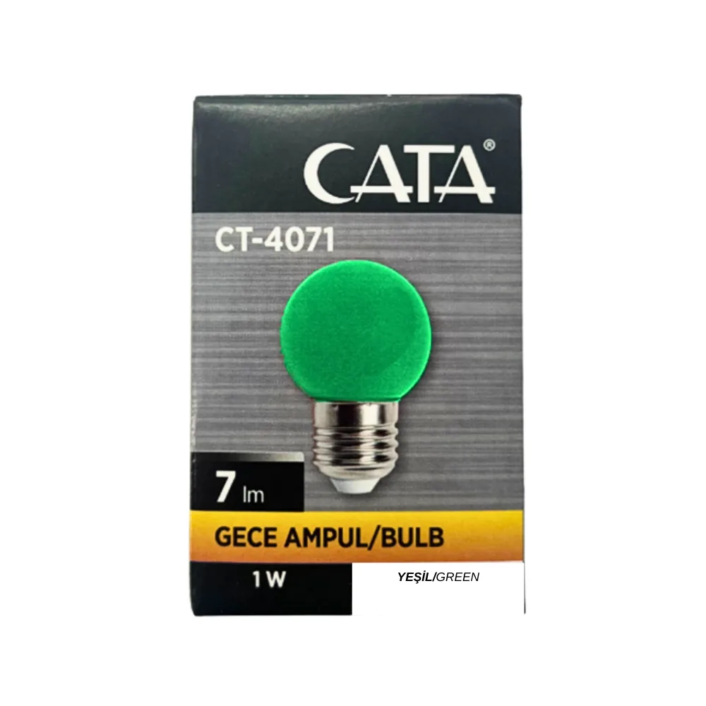 Cata 1W Ledli Top Gece Ampulü E27 Duy Yeşil CT-4071Y