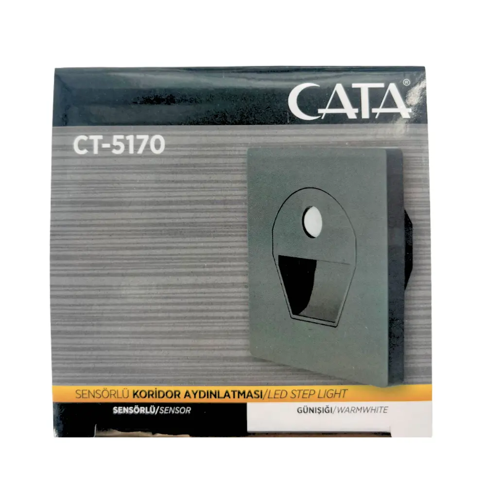 Cata 1W Sensörlü Füme Koridor Armatürü Günışığı (3000K) CT-5170F