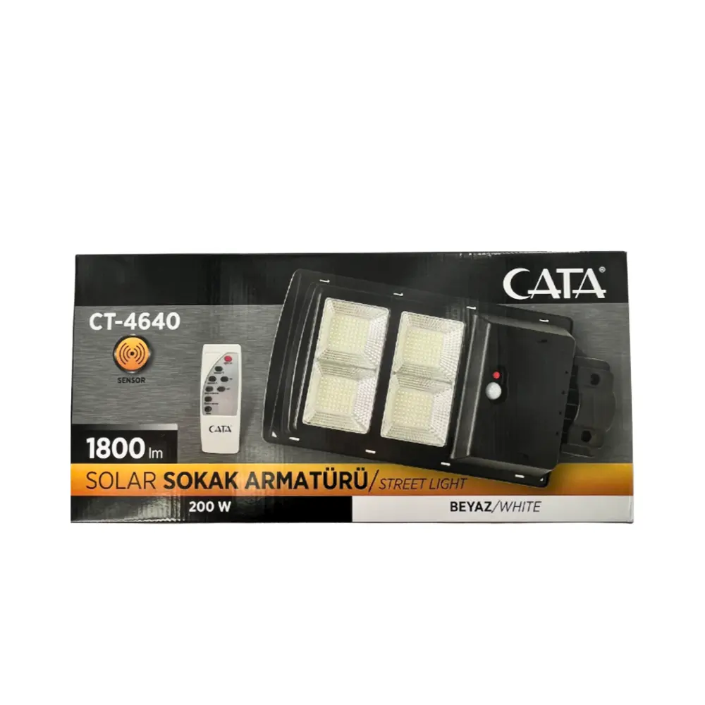 Cata 200w Solar Kumandalı Led Projektör 6500K (Beyaz) CT-4640