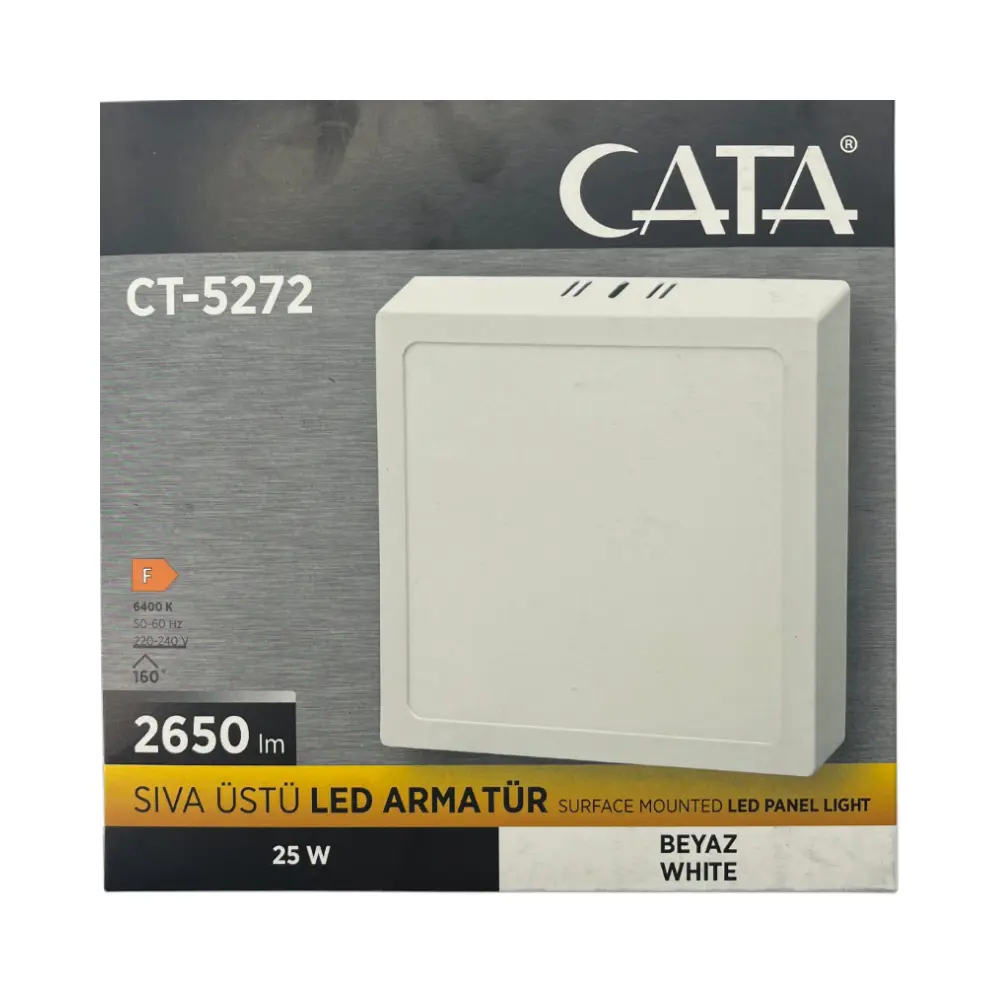 Cata 25W Sıvaüstü Kare Panel Led Armatür 6500K (Beyaz) CT-5272B