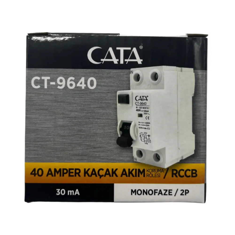 Cata 2X40A 30mA Monofaze Kaçak Akım Rölesi CT-9640