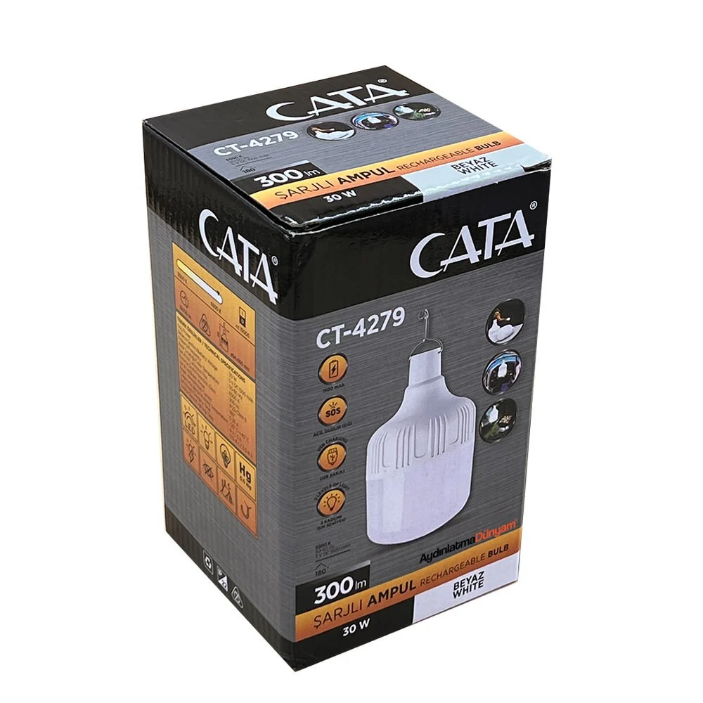 Cata 30w 4 Fonksiyonlu Taşınabilir Şarjlı Led Ampul Beyaz CT-4279B