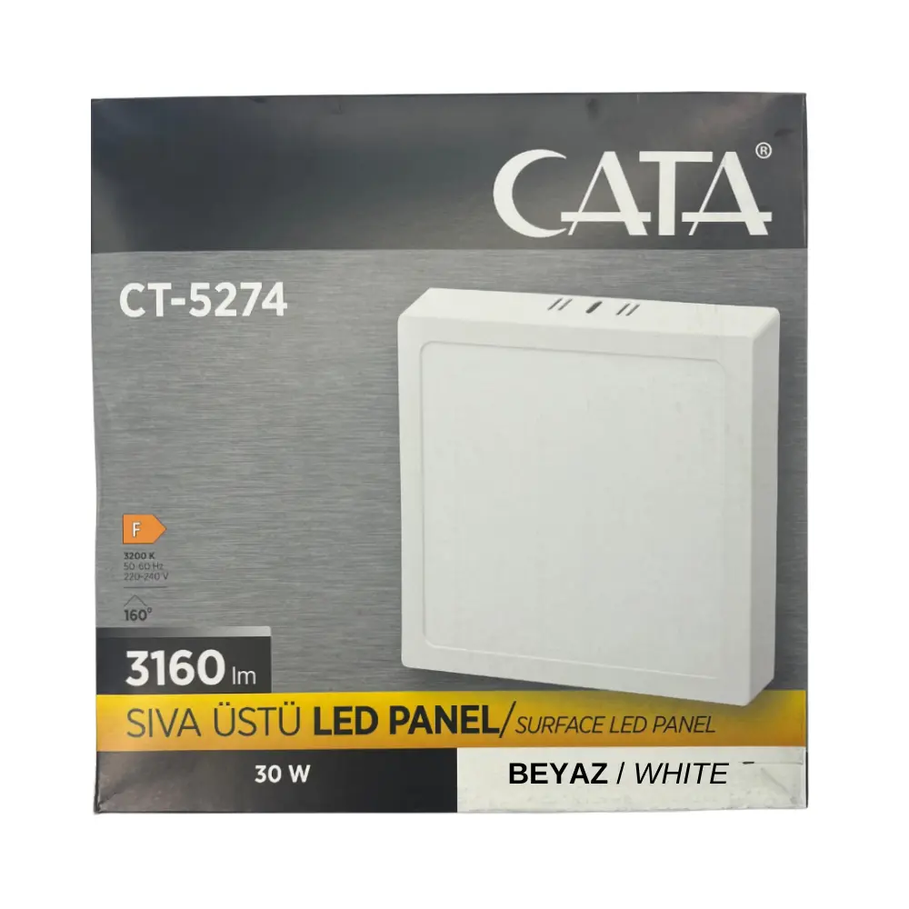 Cata 30W Sıvaüstü Kare Panel Led Armatür 6500K (Beyaz) CT-5274B