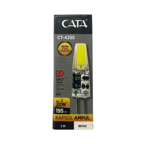 Cata 3W 12V G4 Duylu Led Kapsül Ampul 6500K (Beyaz) CT-4255B