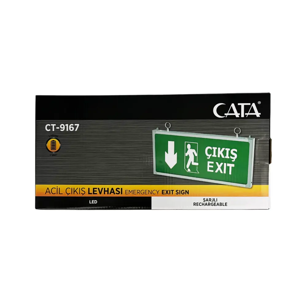 Cata 3W Acil Çıkış Exit Armatürü 3 Saat Şarjlı CT-9167