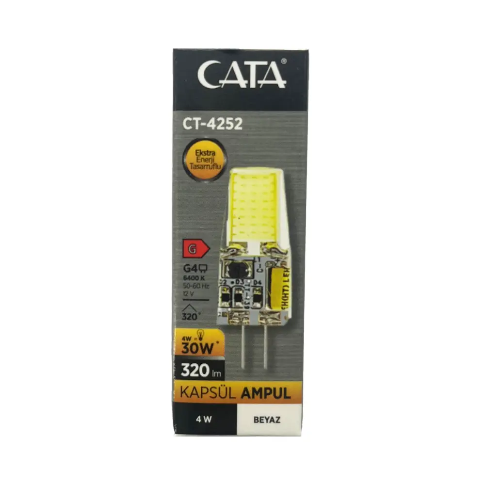 Cata 4W 12V G4 Duylu Led Kapsül Ampul 6500K (Beyaz) CT-4252B