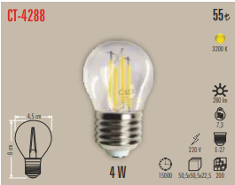 Cata 4W Dekoratif Edison Led Ampul Beyaz CT-4288B