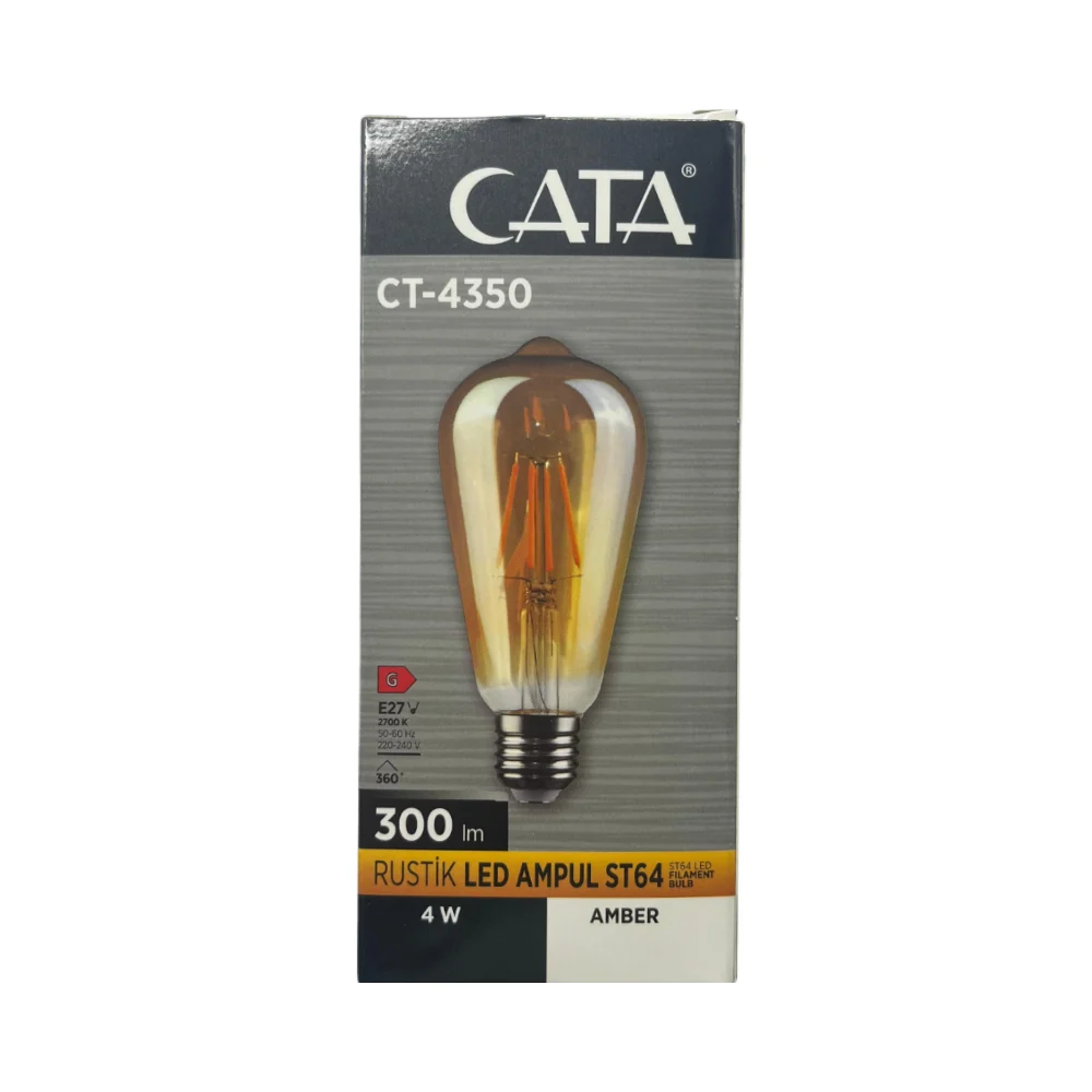 Cata 4W ST64 Rustik Flament Led Ampul E-27 Duy (Amber) CT-4350