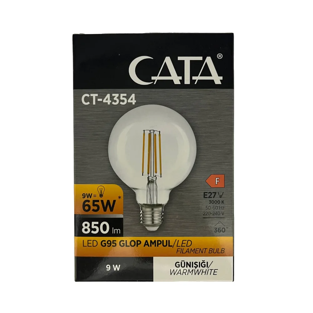 Cata 6W Edison G95 Led Glop Ampul E27 Duy 3000K (Günışığı) CT-4354G