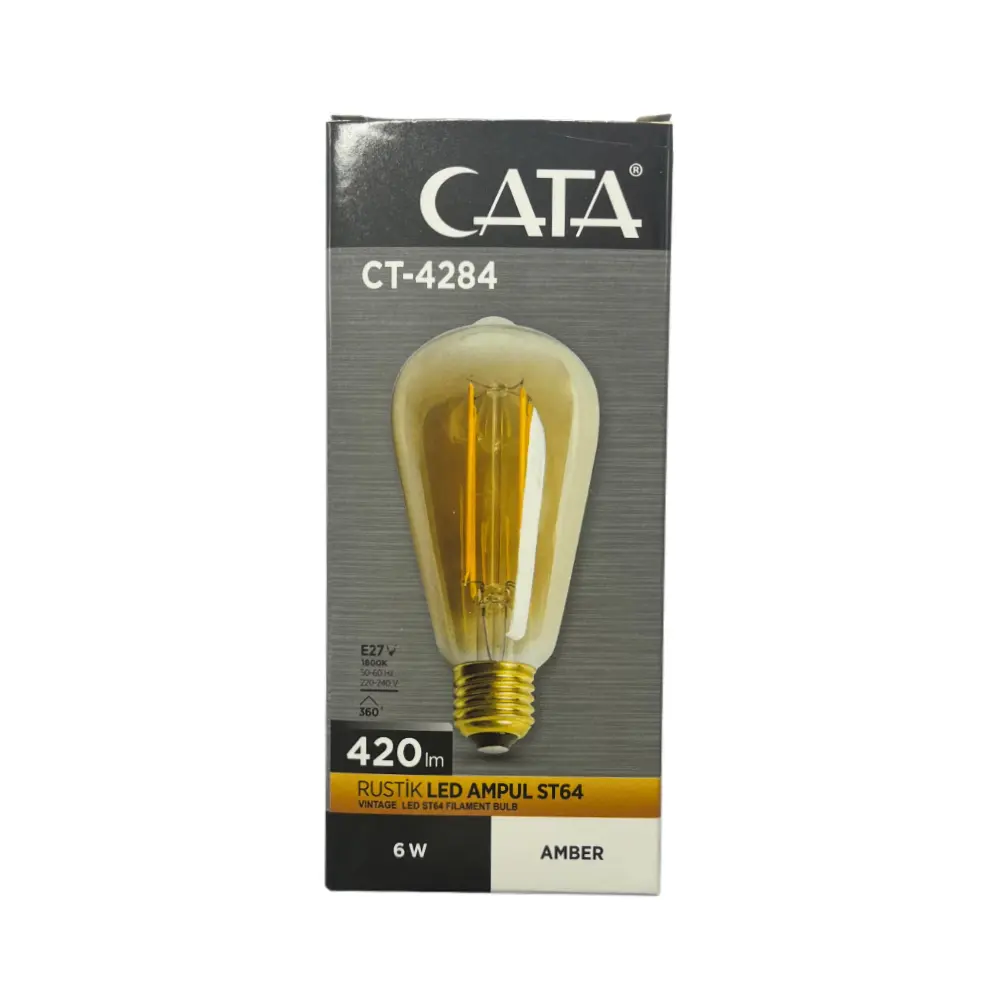 Cata 6W ST64 Rustik Flament Led Ampul E-27 Duy (Amber) CT-4284