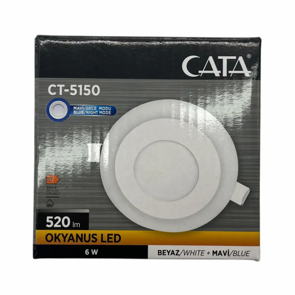 Cata Okyanus 7W Çift Renkli Sıvaaltı Panel Led (Beyaz-Mavi) CT-5150B