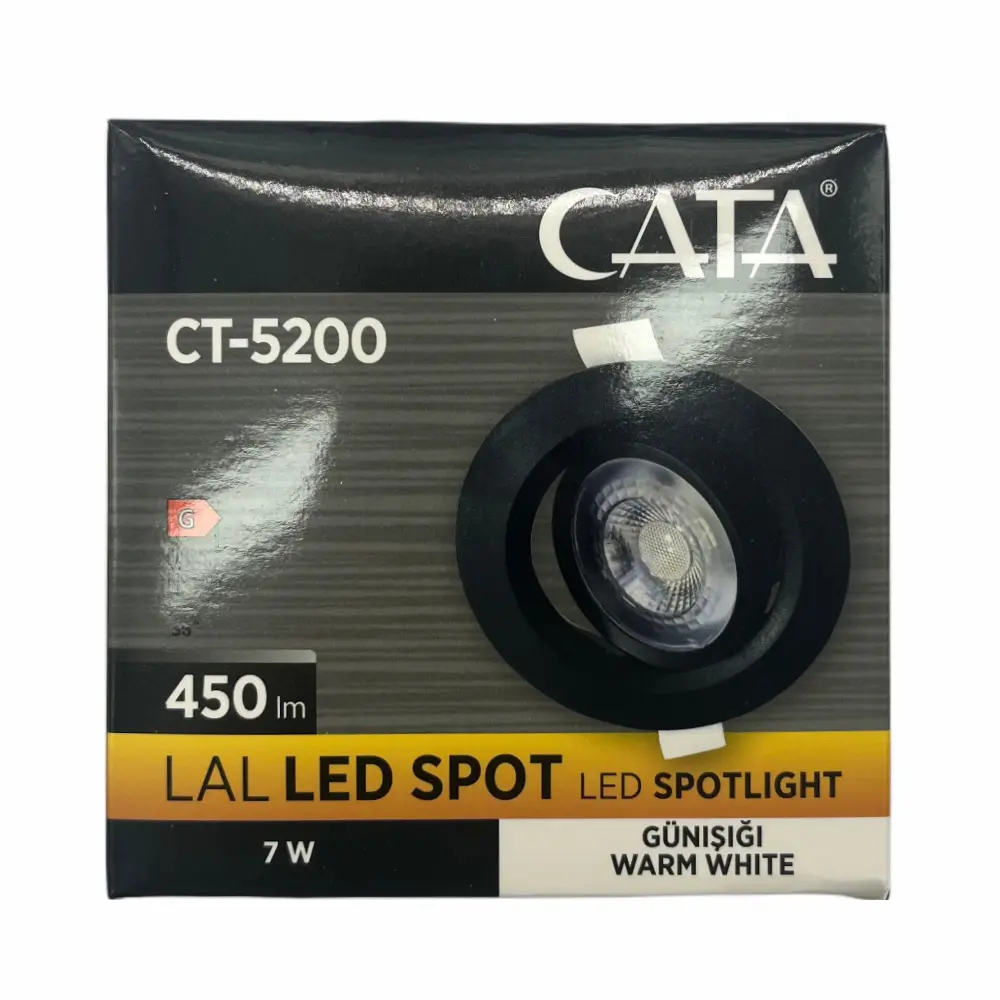 Cata 7W Siyah Kasa Lal Cob Led Armatür 3200K (Günışığı) CT-5200G