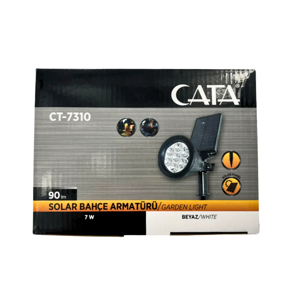 Cata 7W Solar Kazıklı Çim Armatürü (Beyaz) CT-7310B