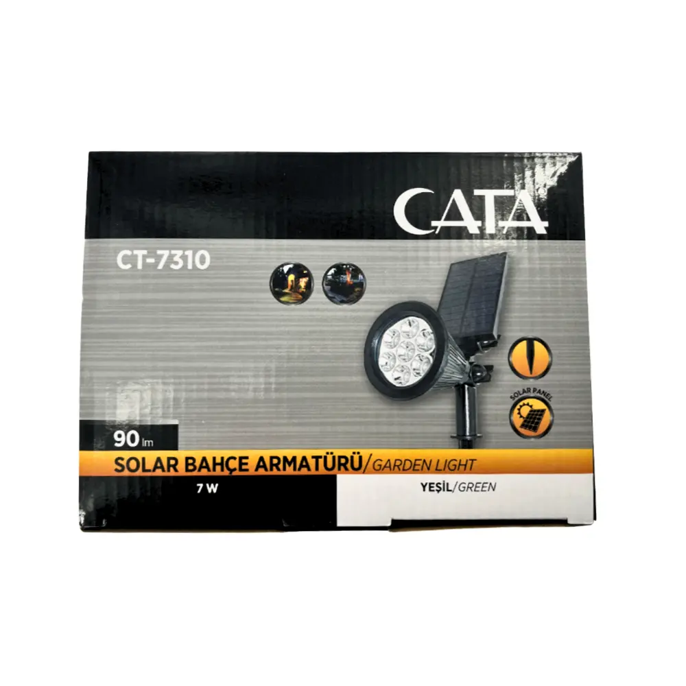 Cata 7W Solar Kazıklı Çim Armatürü (Yeşil) CT-7310Y