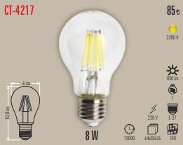 Cata 8W Dekoratif Edison Rustik Led Ampul Günışığı CT-4217G