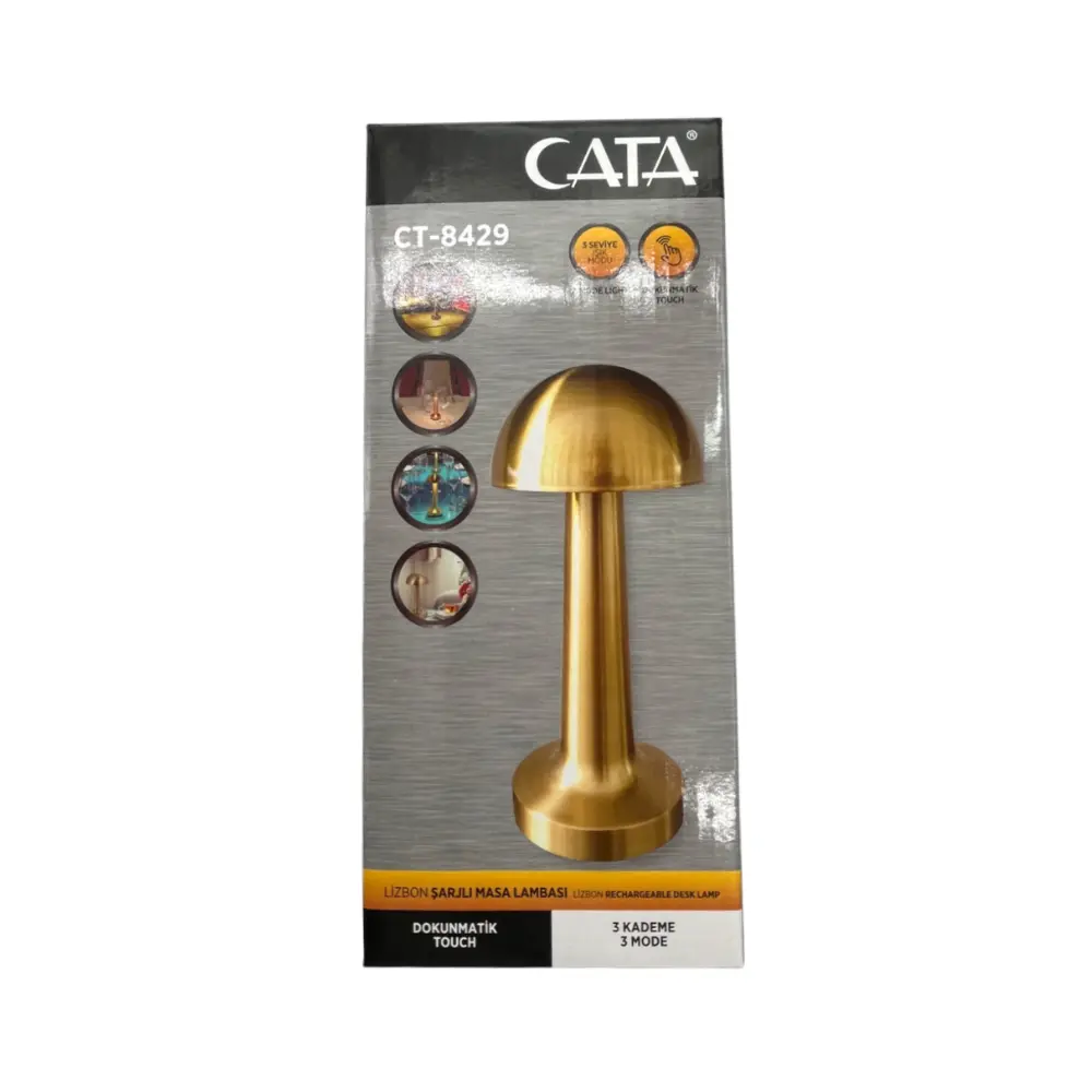 Cata Lizbon Şarjlı Gold Masa Lambası 3 Renkli CT-8429