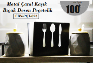 Metal Çatal Kaşık Bıçak Desenli Peçetelik PCT-23