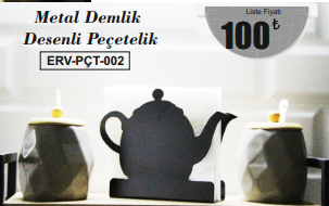 Metal Demlik Desenli Peçetelik PCT-02