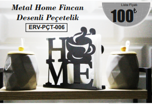 Metal Home Fincan Desenli Peçetelik PCT-06