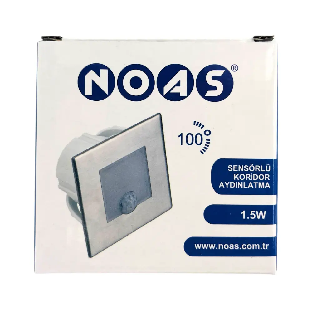 Noas 1,5W Kare Sensörlü Koridor Armatürü Günışığı (3200K) YL69-1512-B