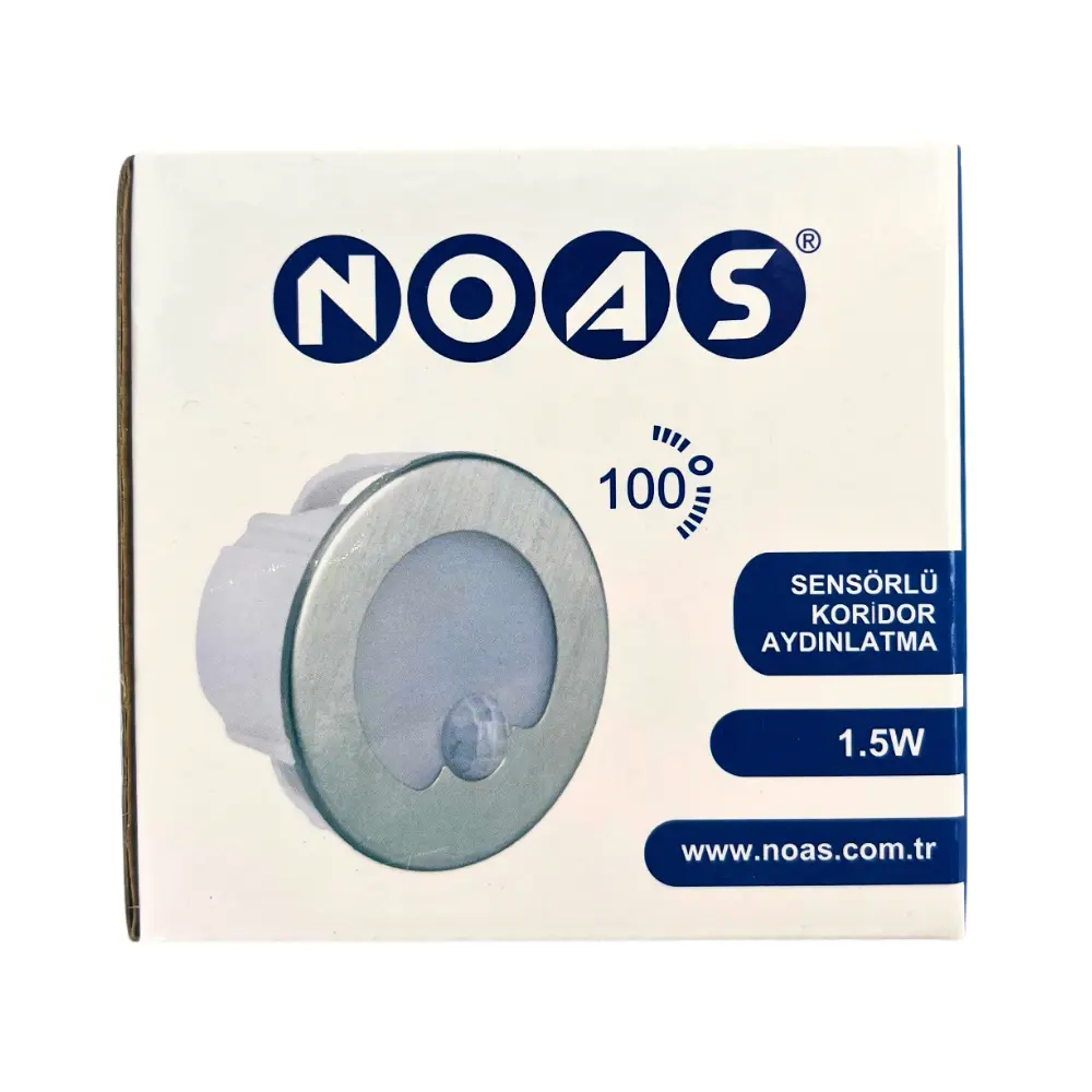 Noas 1,5W Yuvarlak Sensörlü Koridor Armatürü Günışığı (3200K) YL69-1412-B