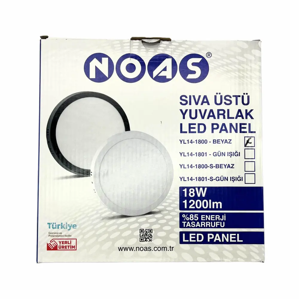 Noas 18W Sıvaüstü Yuvarlak Panel Led Armatür 6500K (Beyaz) YL14-1800