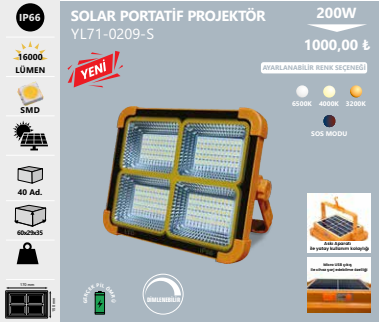 Noas 200W Portatif Solar Projektör YL71-0209-S