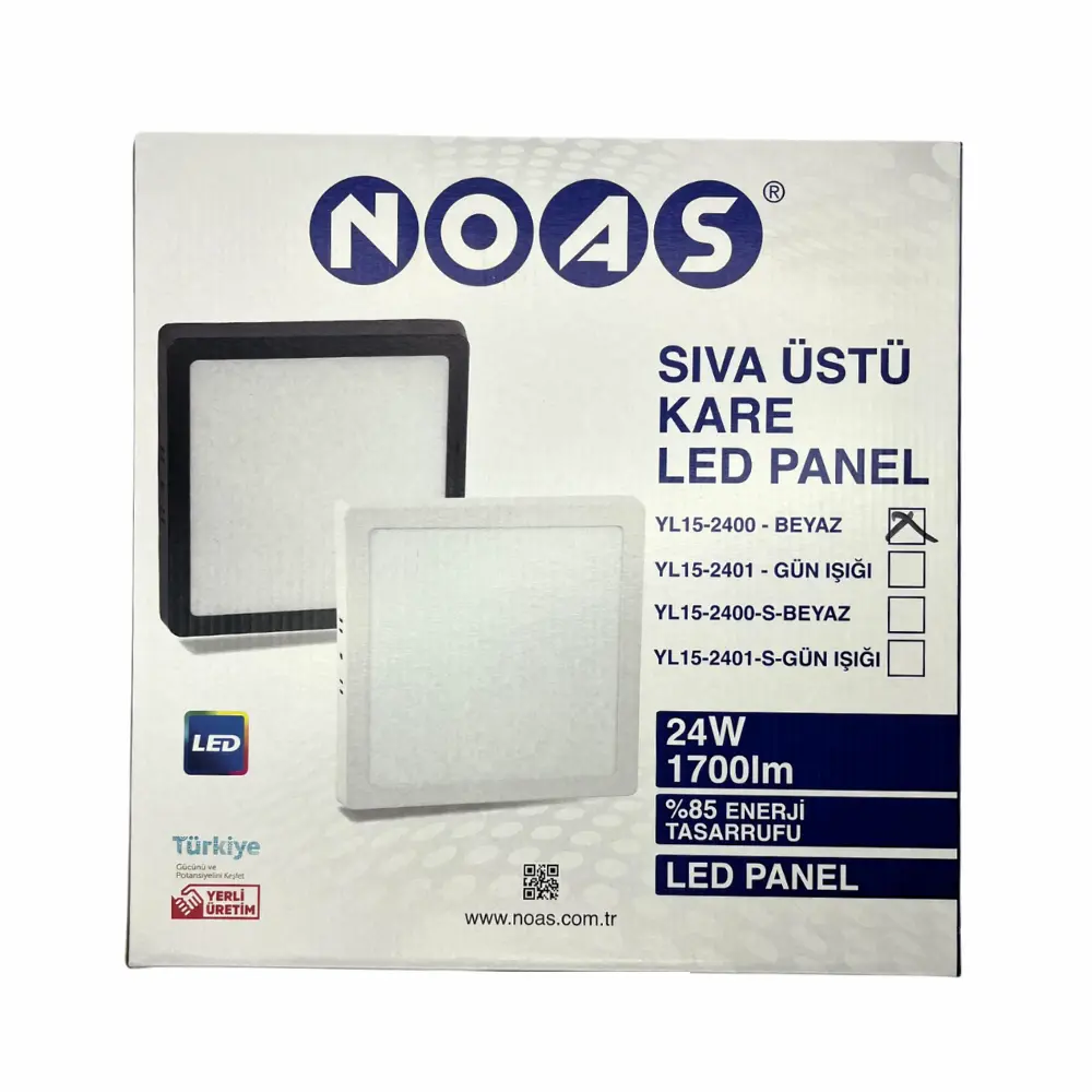 Noas 24W Sıvaüstü Kare Panel Led Armatür 6500K (Beyaz)