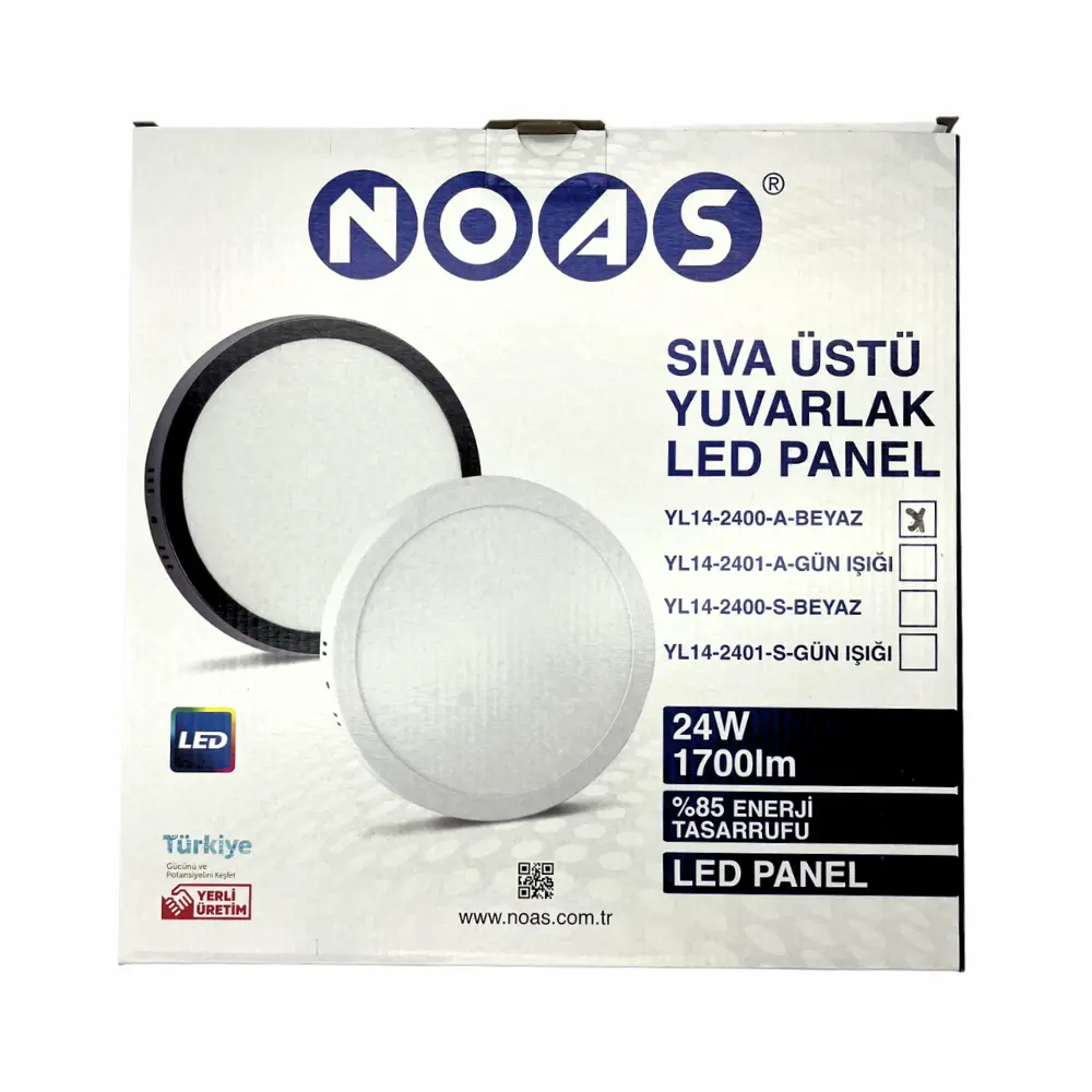 Noas 24W Sıvaüstü Yuvarlak Panel Led Armatür 6500K (Beyaz) YL14-2410