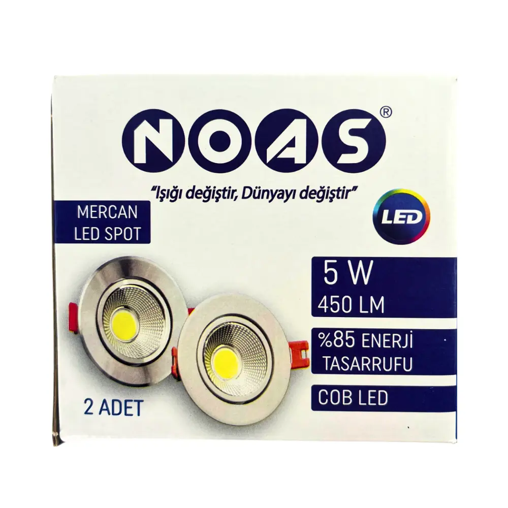 Noas 5W Krom Kasa Cob Led Krom Armatür 6500K (Beyaz)