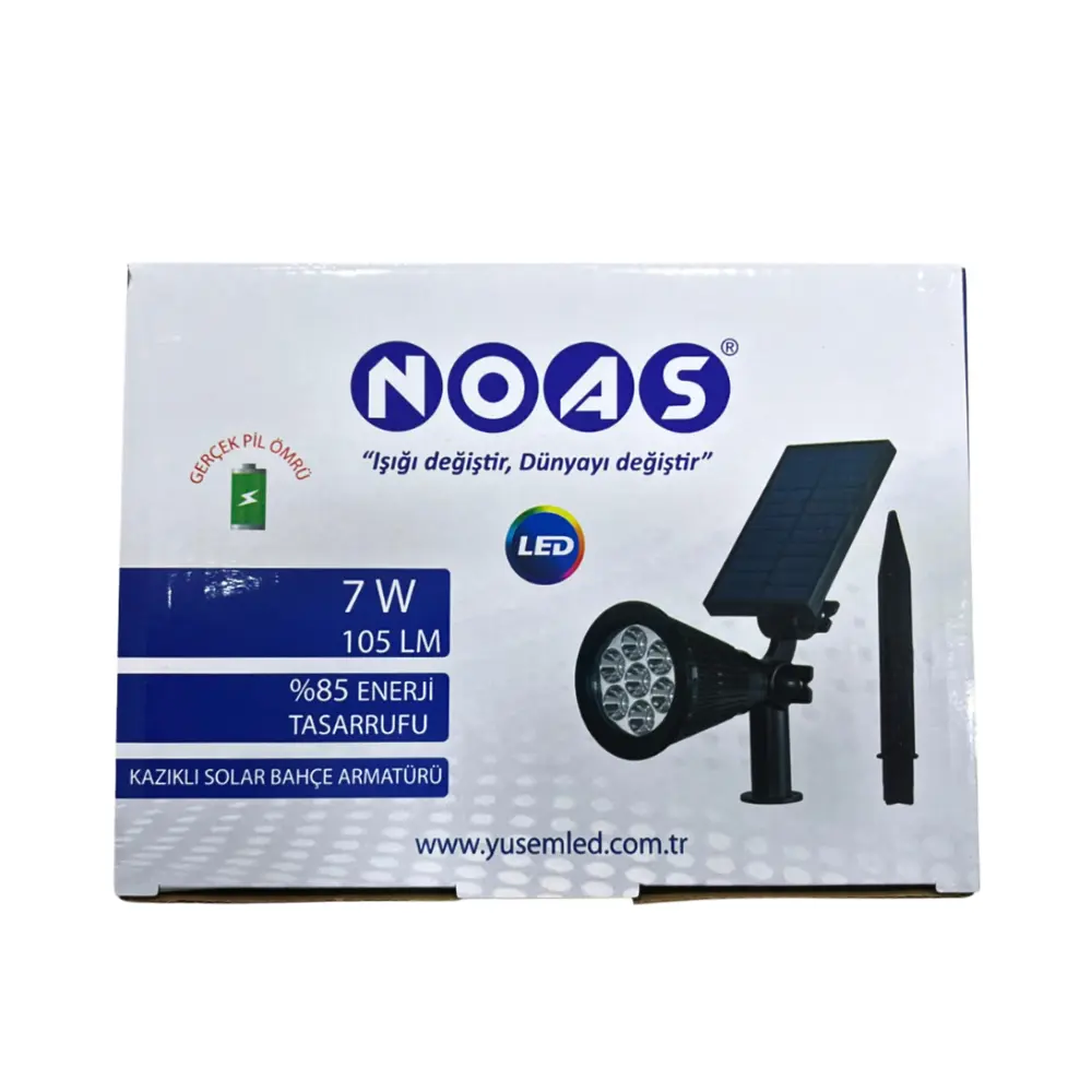 Noas 7W Beyaz Solar Kazıklı Led Çim Armatürü (Günışığı) YL74-0702-S