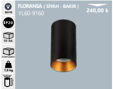 Noas Dekoratif Sıva Üstü Kasa Floransa Siyah-Bakır YL60-9160