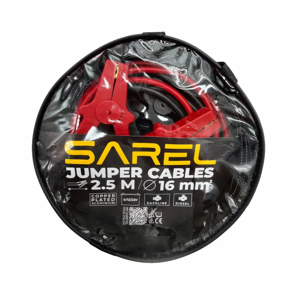 Sarel Çantalı Araç Akü Takviye Kablosu 16mm 2,5m