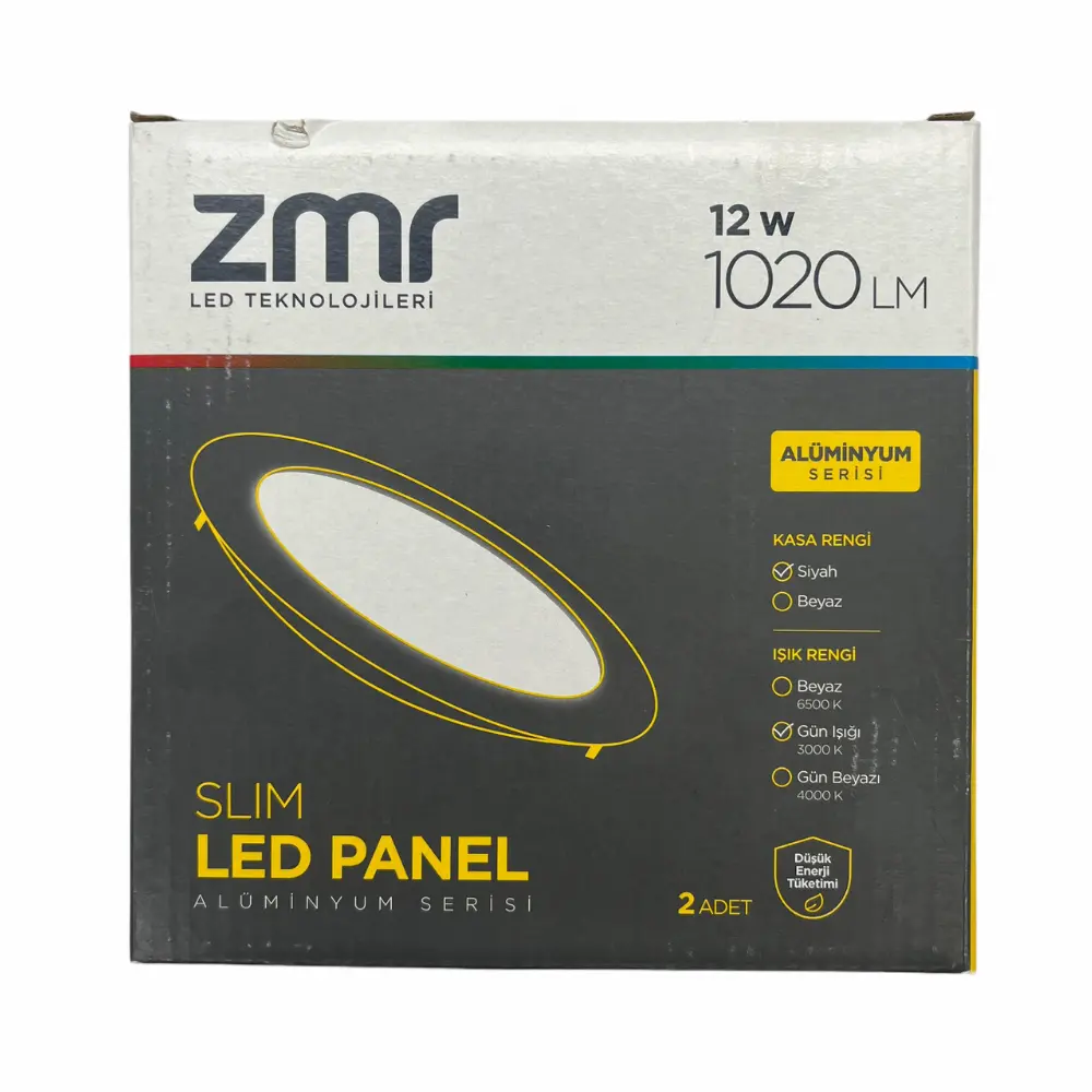 Zmr 12W Siyah Kasa Sıvaaltı Panel Led Armatür 3000K (Günışığı)