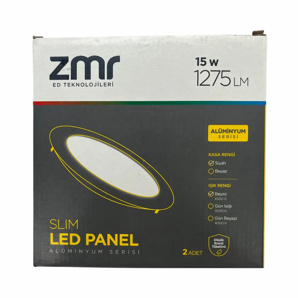 Zmr 15W Siyah Kasa Sıvaaltı Panel Led Armatür 6500K (Beyaz)