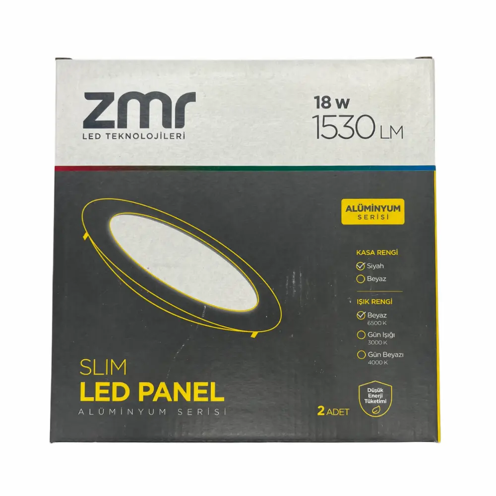 Zmr 18W Siyah Kasa Sıvaaltı Panel Led Armatür 6500K (Beyaz)