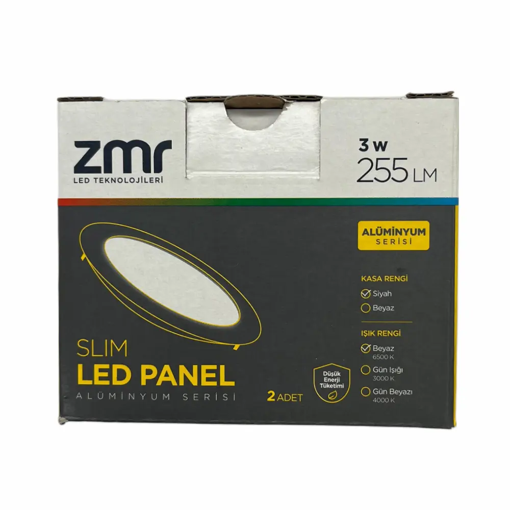 Zmr 3W Siyah Kasa Sıvaaltı Panel Led Armatür 6500K (Beyaz)