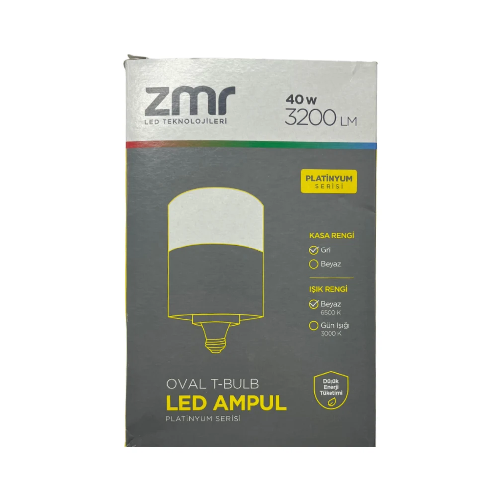 Zmr 40W Torch Oval Dekoratif T-Bulb Led Ampul E27 Duy 6500K (Beyaz)