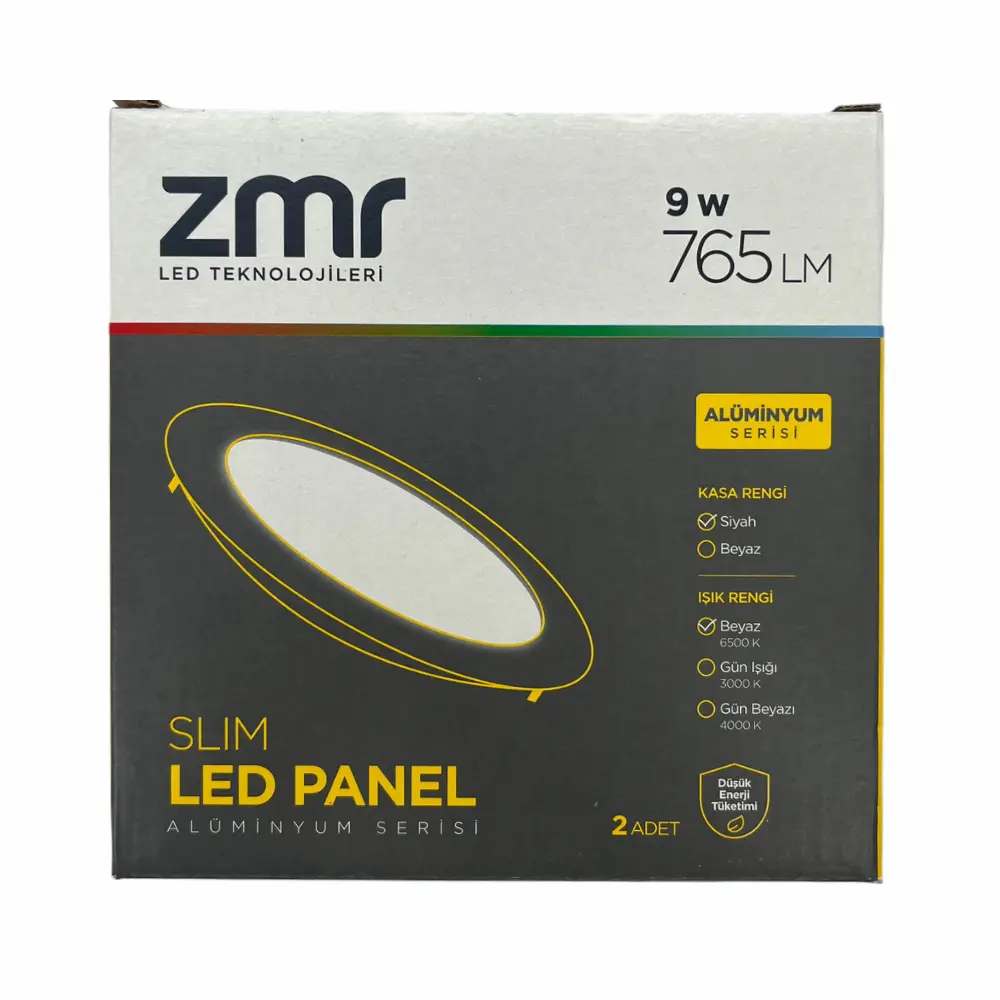 Zmr 9W Siyah Kasa Sıvaaltı Panel Led Armatür 6500K (Beyaz)